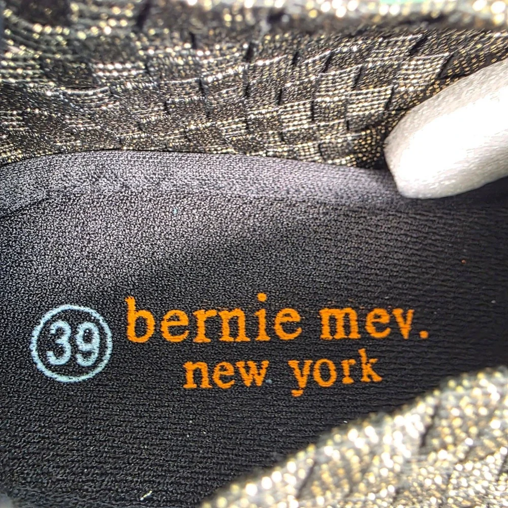 Bernie Mev Chesca Pumps Gold Black Shimmer Woven Heels Womens 8 39 New